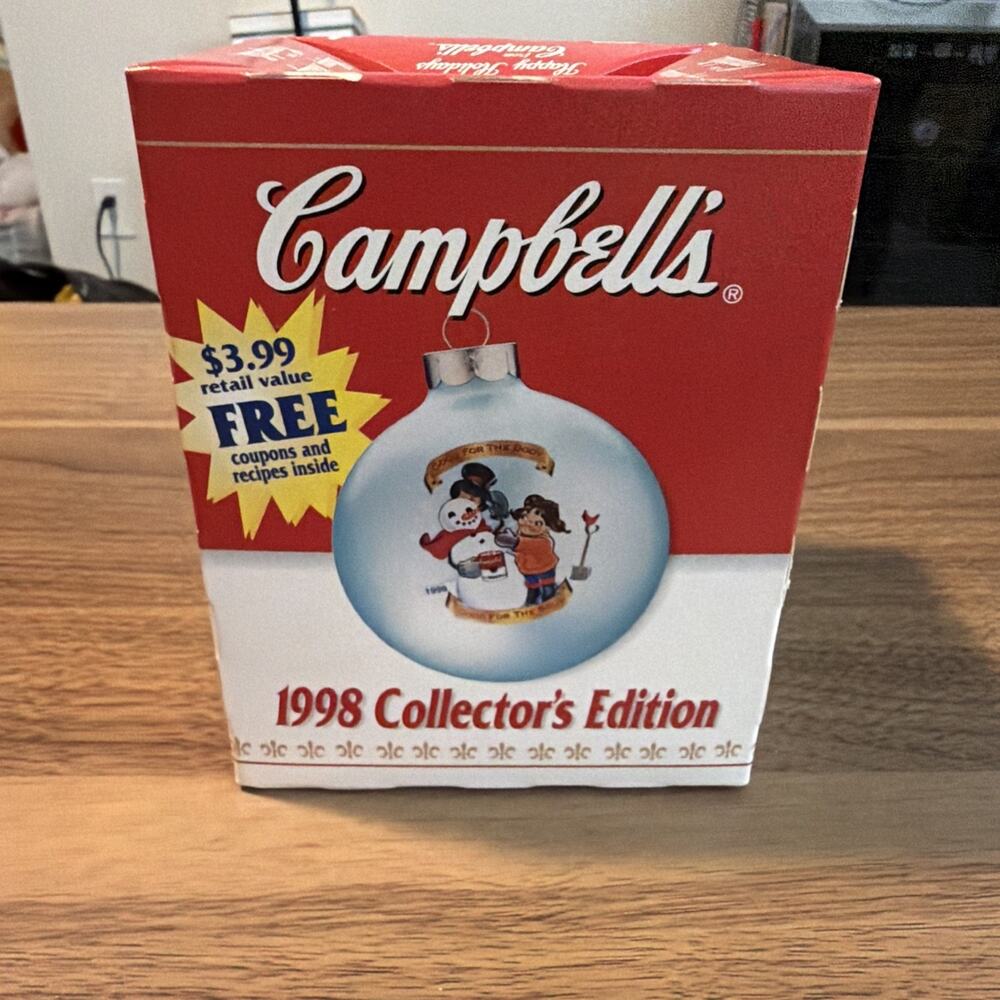 1998 Vintage Campbells Soup Kids Christmas Ornament In the Box